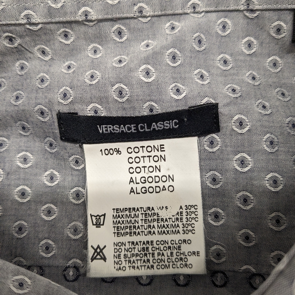 Versace Classic Men's Gray Patterned Button Down … - image 5
